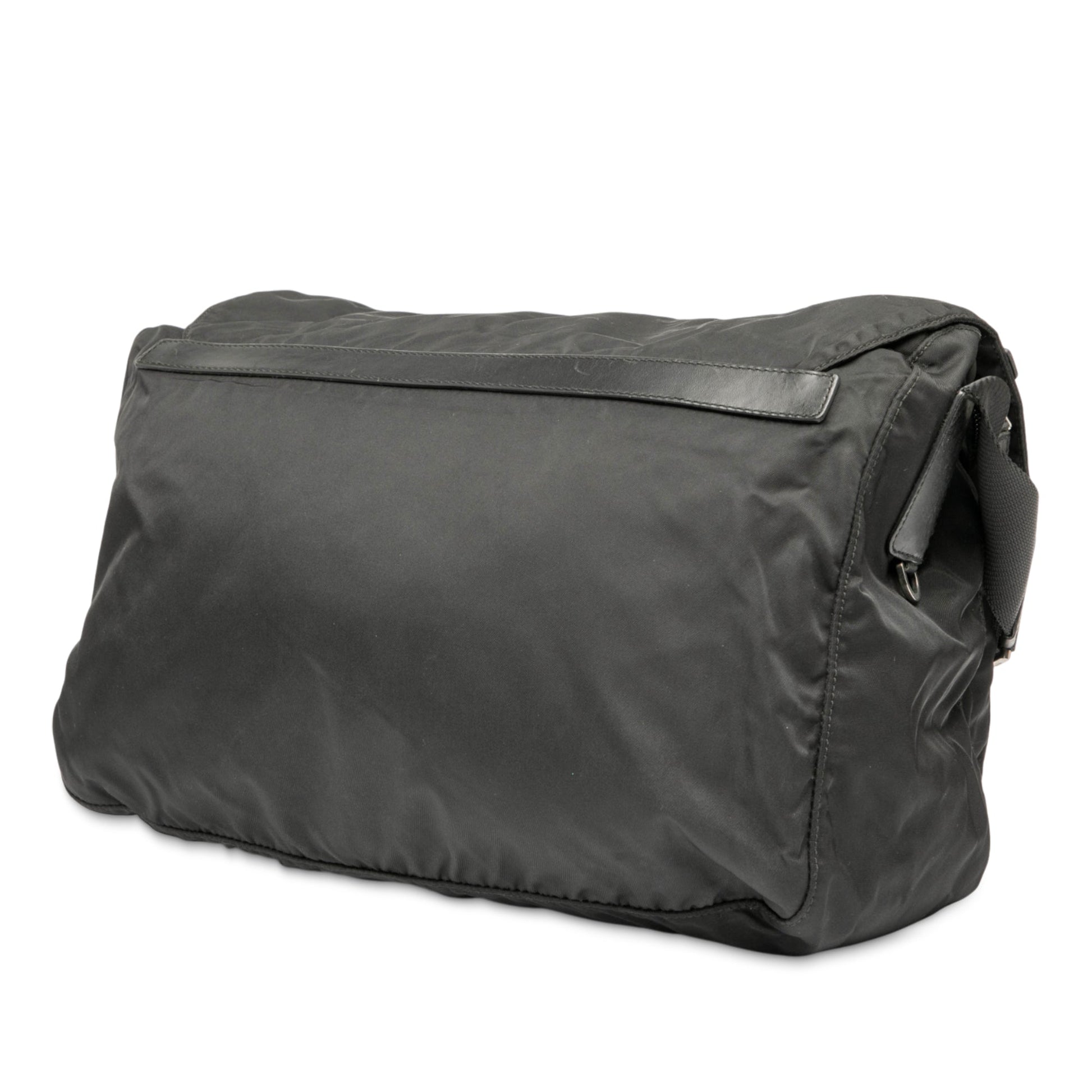 Prada Tessuto Zip Double Buckle Messenger Bag