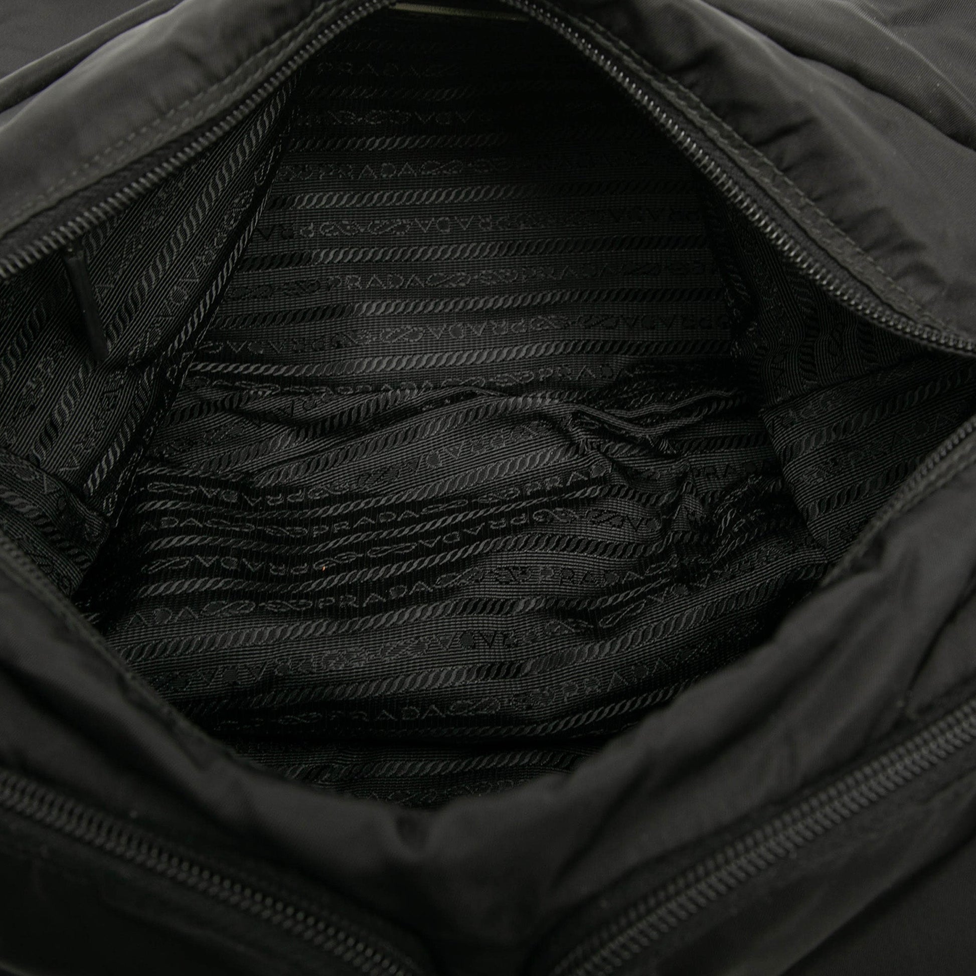 Prada Tessuto Zip Double Buckle Messenger Bag