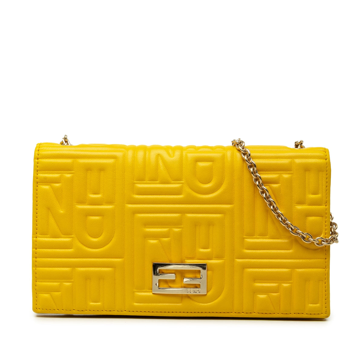 Fendi Embossed Nappa Logo Chain Clutch