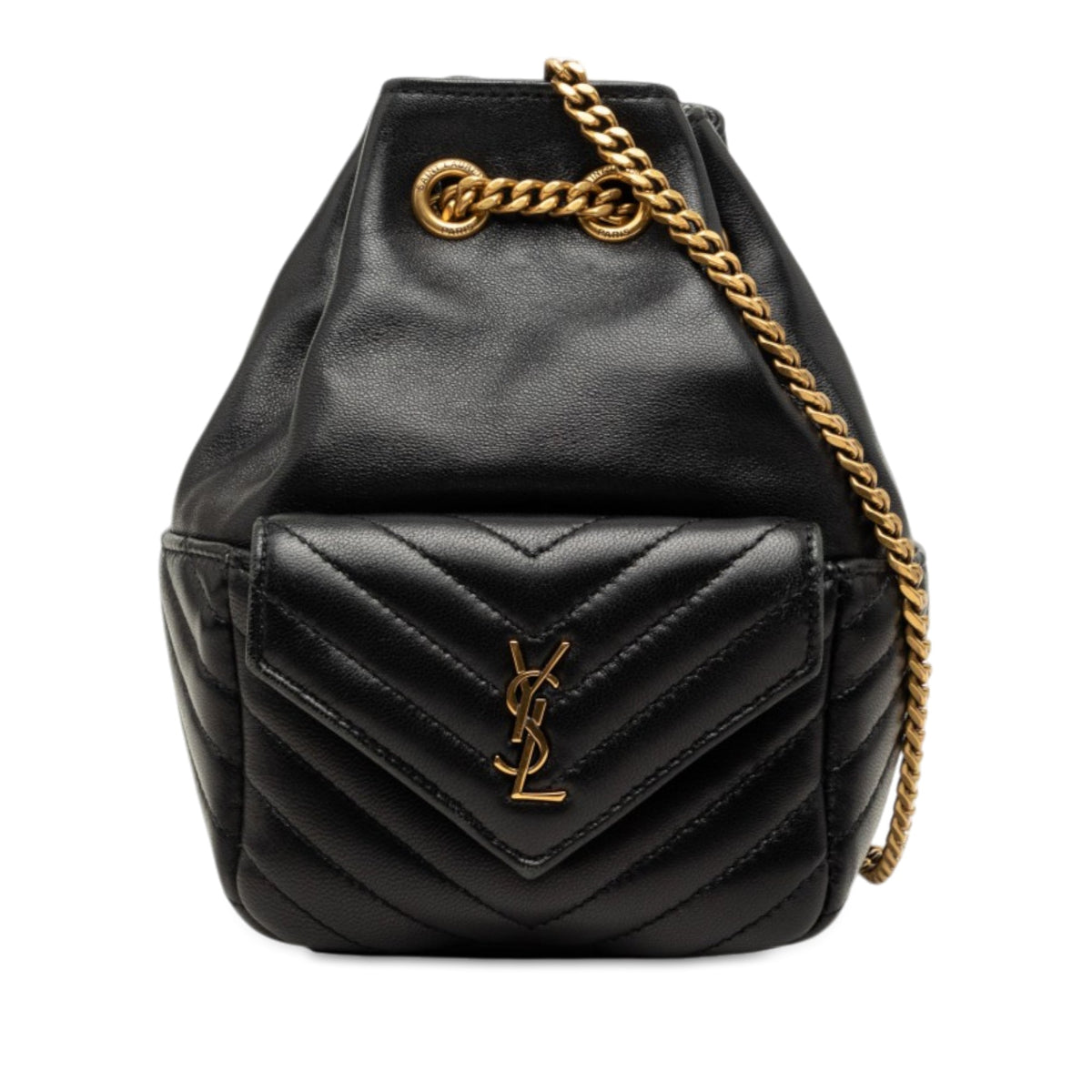 Saint Laurent Mini Chevron Lambskin Joe Bucket Bag