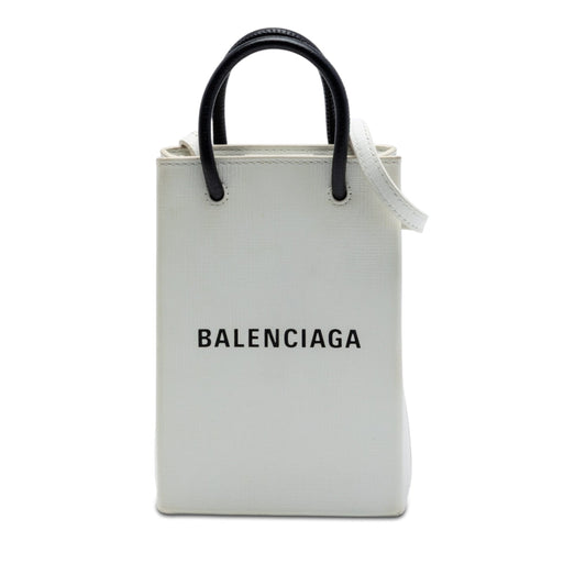 Balenciaga Mini Calfskin Logo Shopping Phone Holder