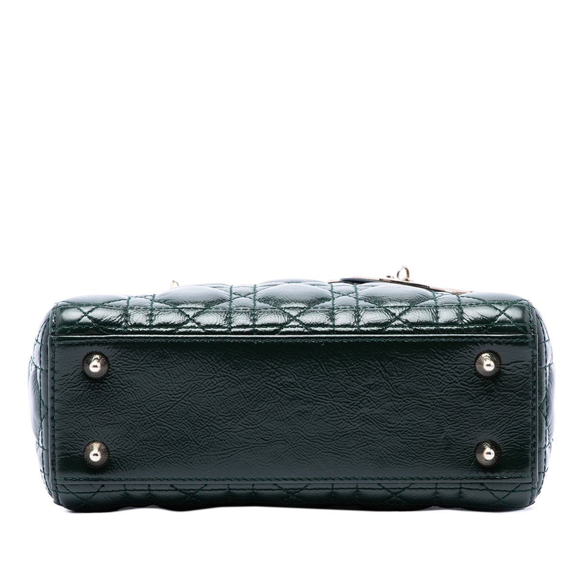 Dior Small Crinkled Patent Cannage Lady Dior — Green
