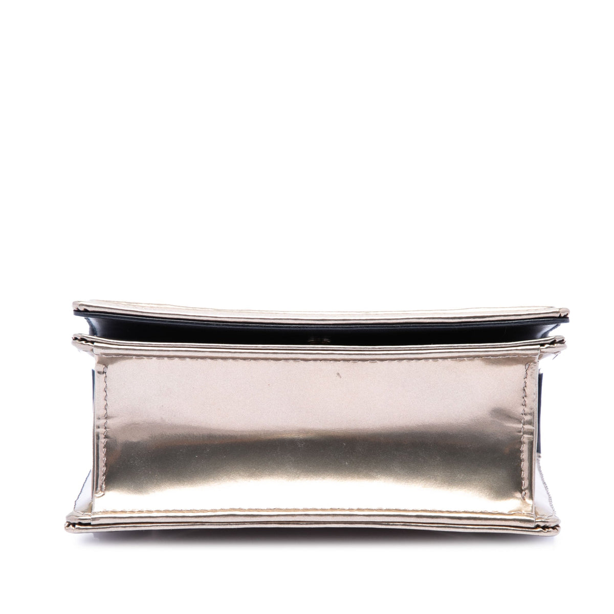 Dior Metallic Patent Microcannage Diorama Wallet on Chain