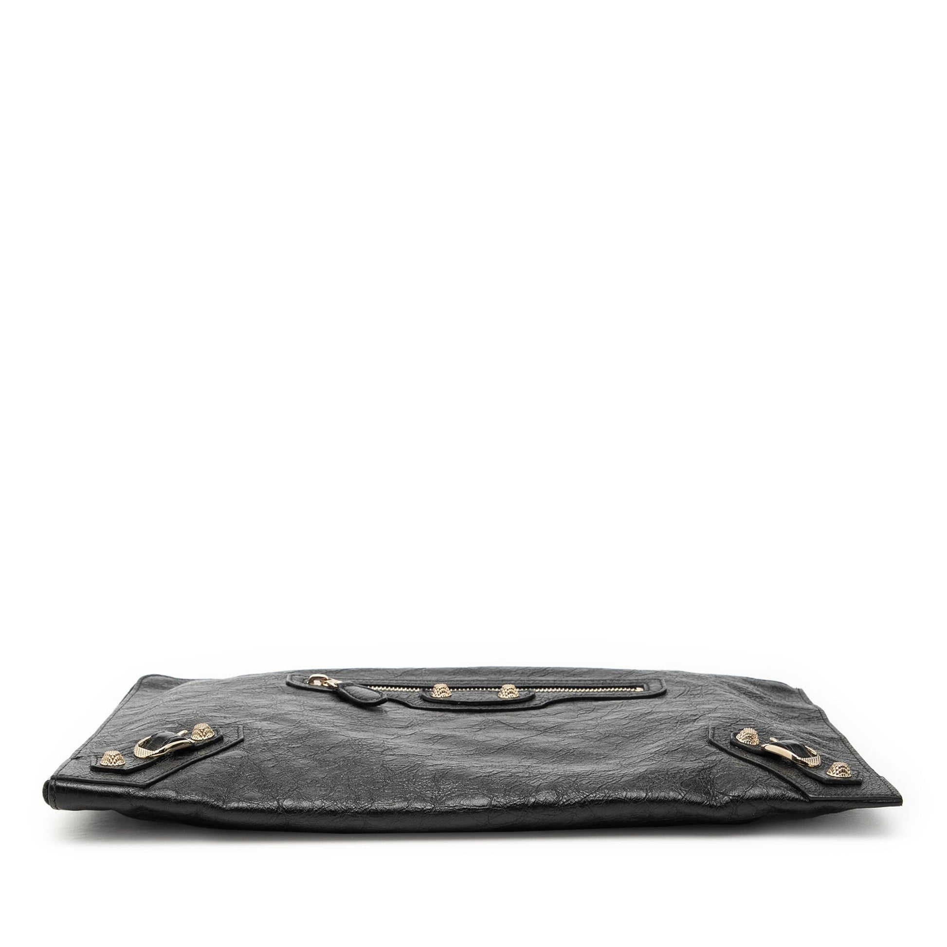 Balenciaga Lambskin Motocross Giant 12 Zip Around Flat Clutch