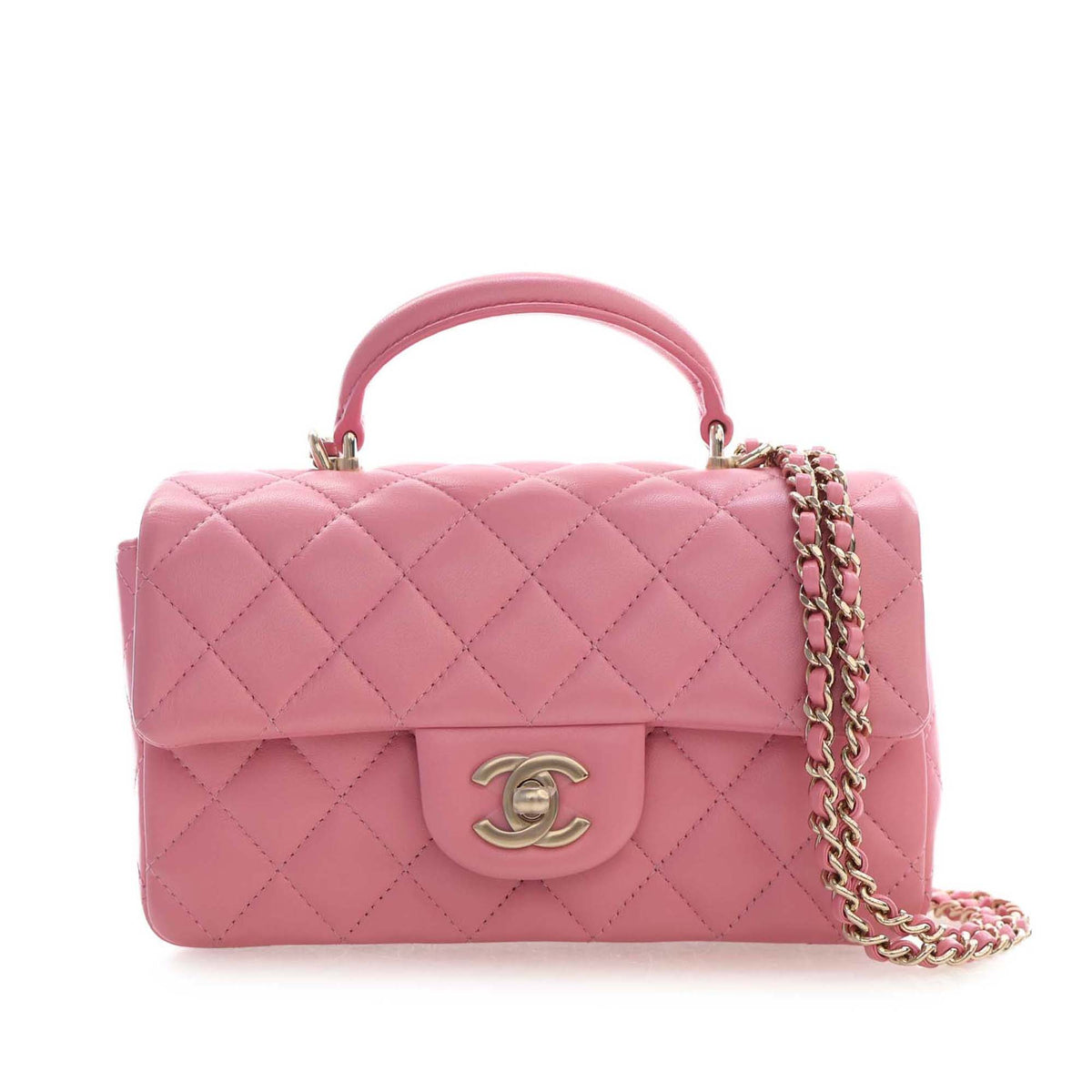 Chanel Mini Rectangular Classic Lambskin Top Handle Flap