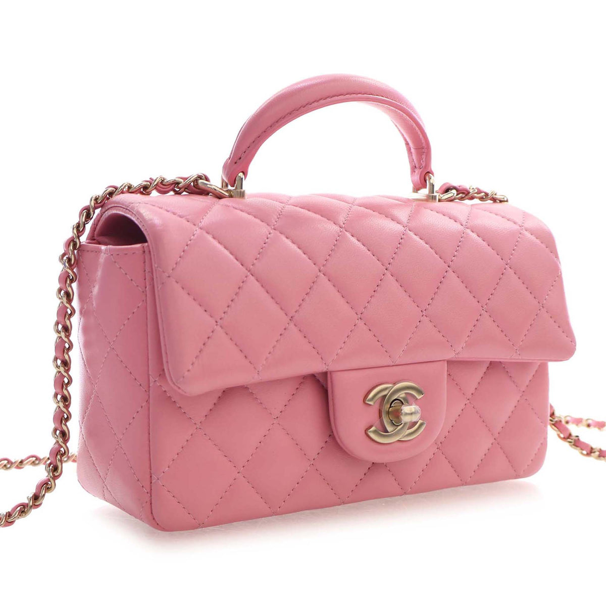 Chanel Mini Rectangular Classic Lambskin Top Handle Flap