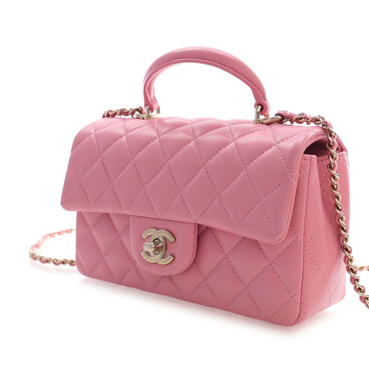 Chanel Mini Rectangular Classic Lambskin Top Handle Flap