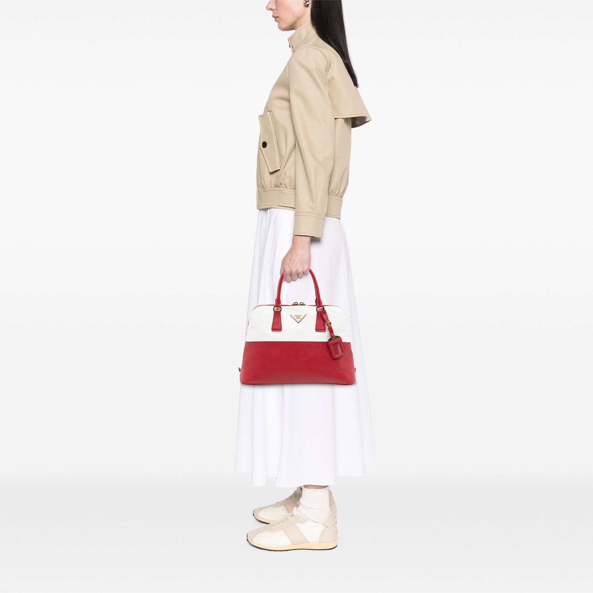 Prada Medium Bicolor Saffiano Lux Promenade Satchel
