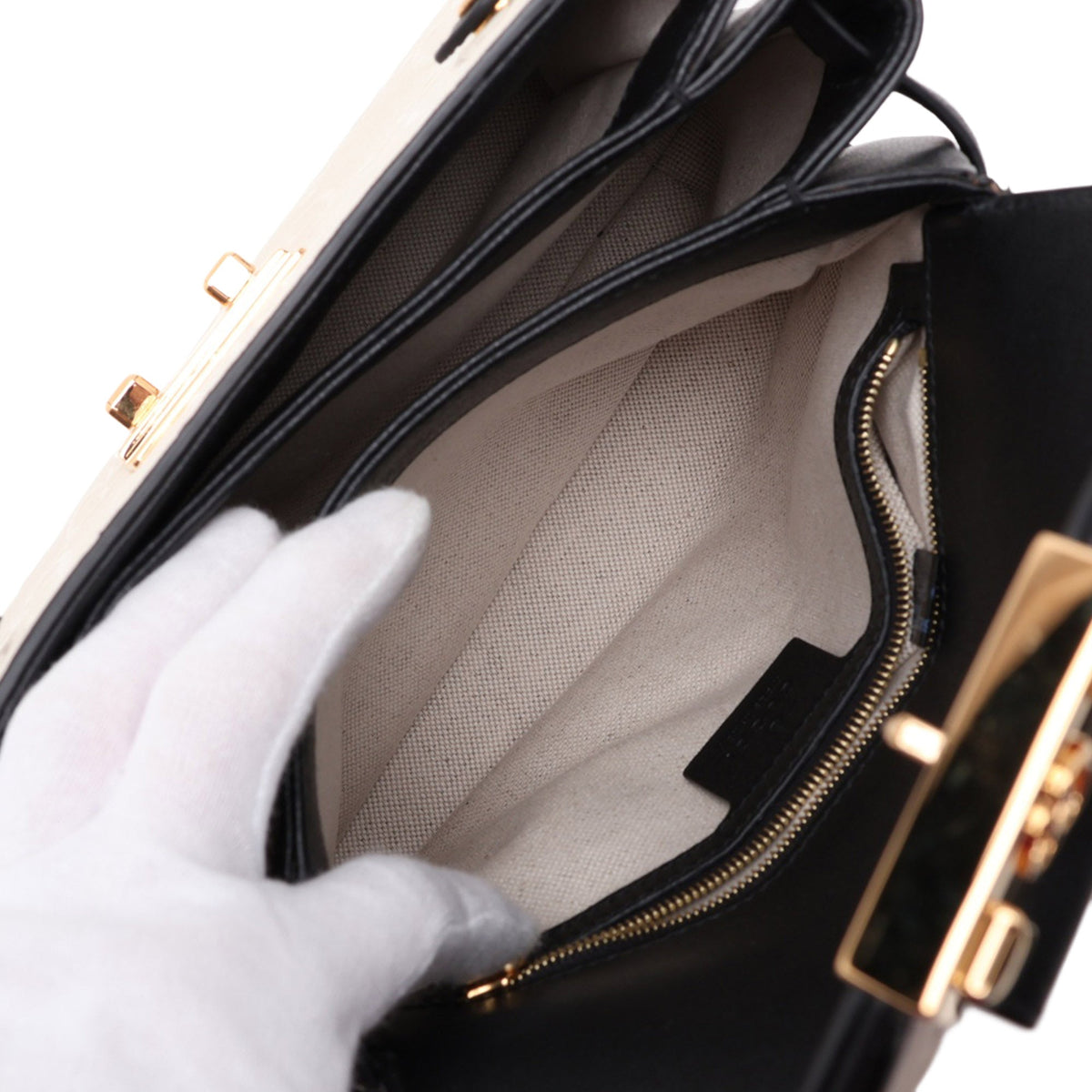 Gucci Small GG Debossed Calfskin Top Handle Bag