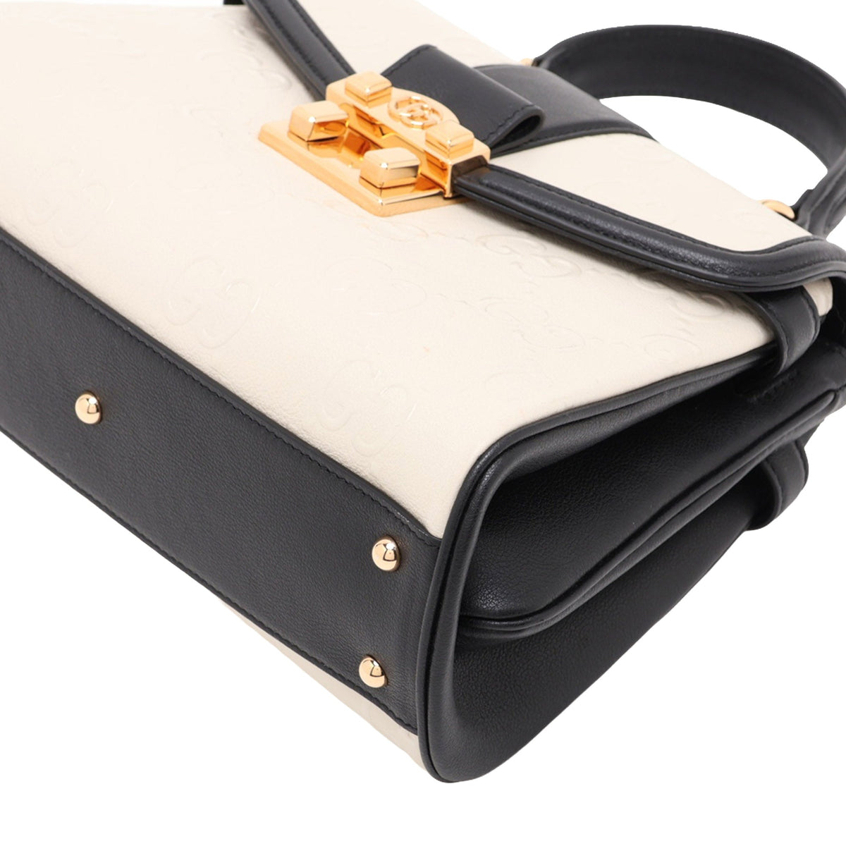 Gucci Small GG Debossed Calfskin Top Handle Bag