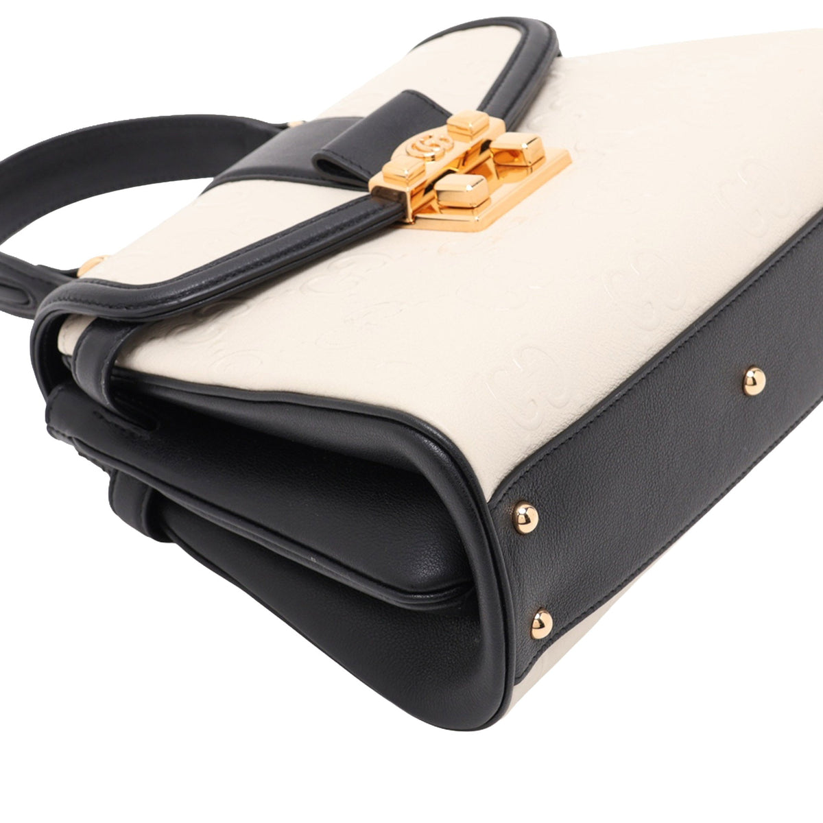 Gucci Small GG Debossed Calfskin Top Handle Bag