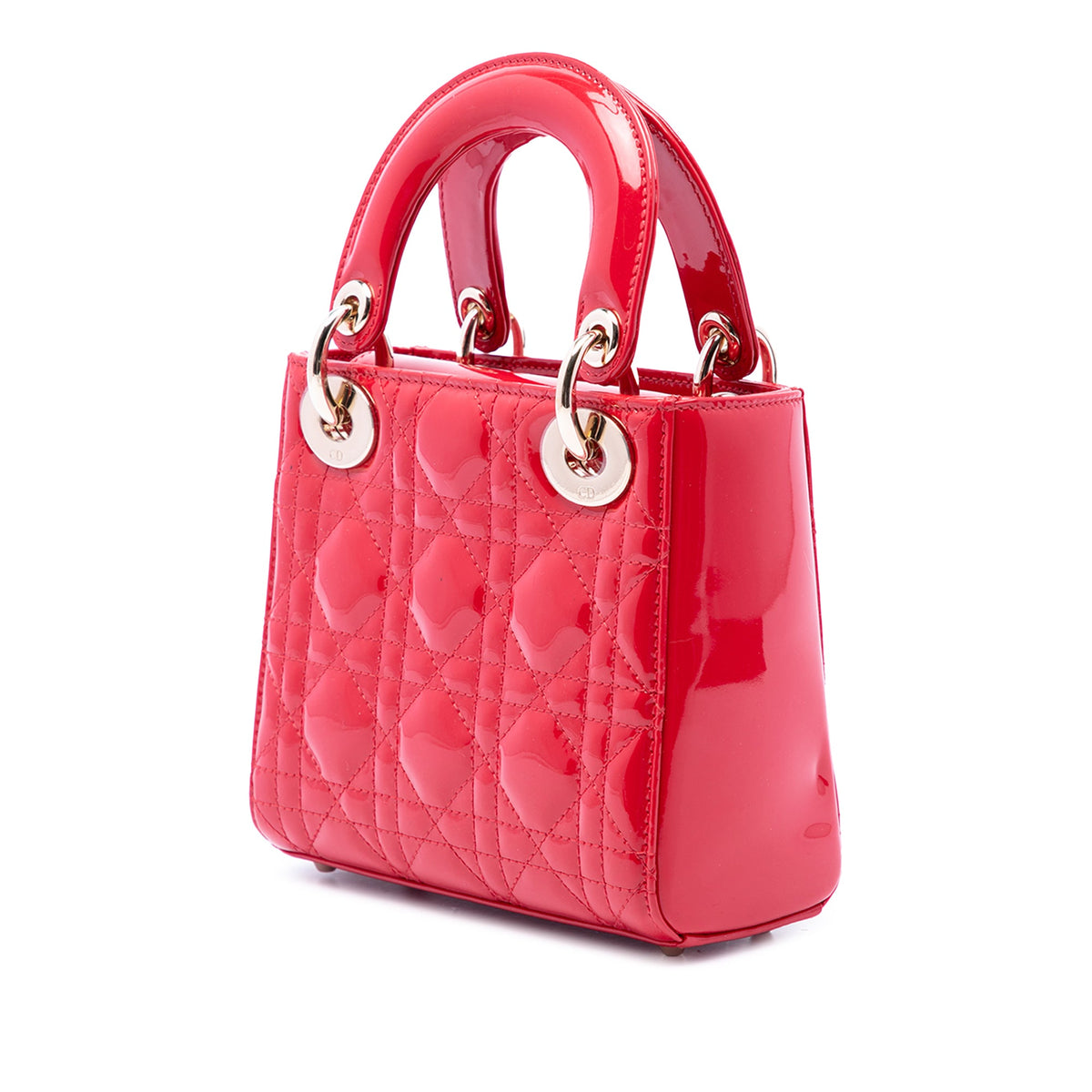 Dior Mini Patent Cannage Lady Dior — Red