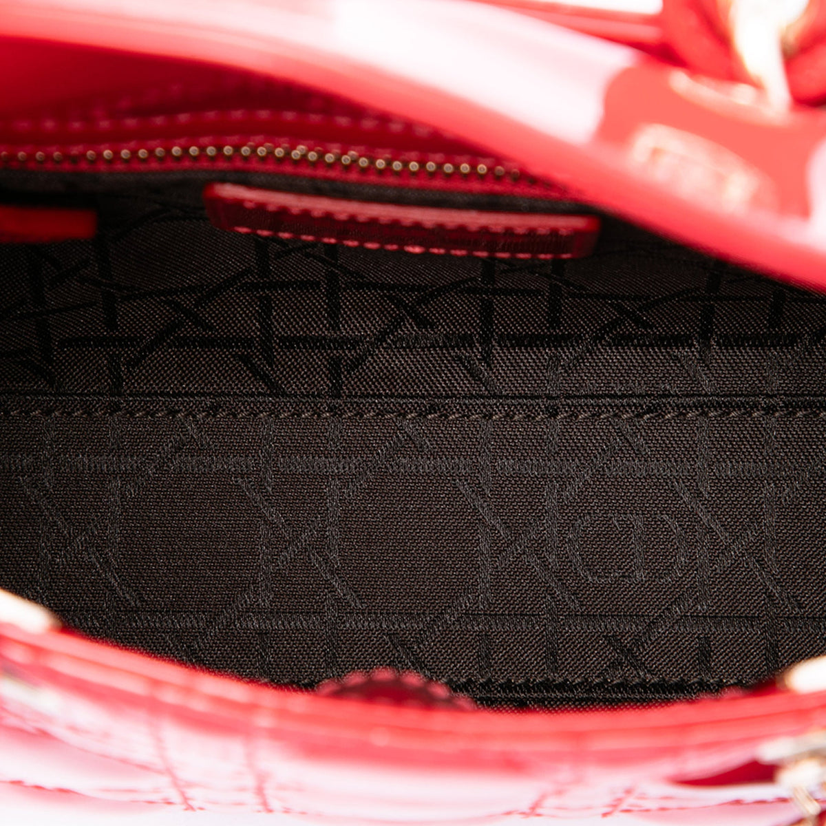 Dior Mini Patent Cannage Lady Dior — Red