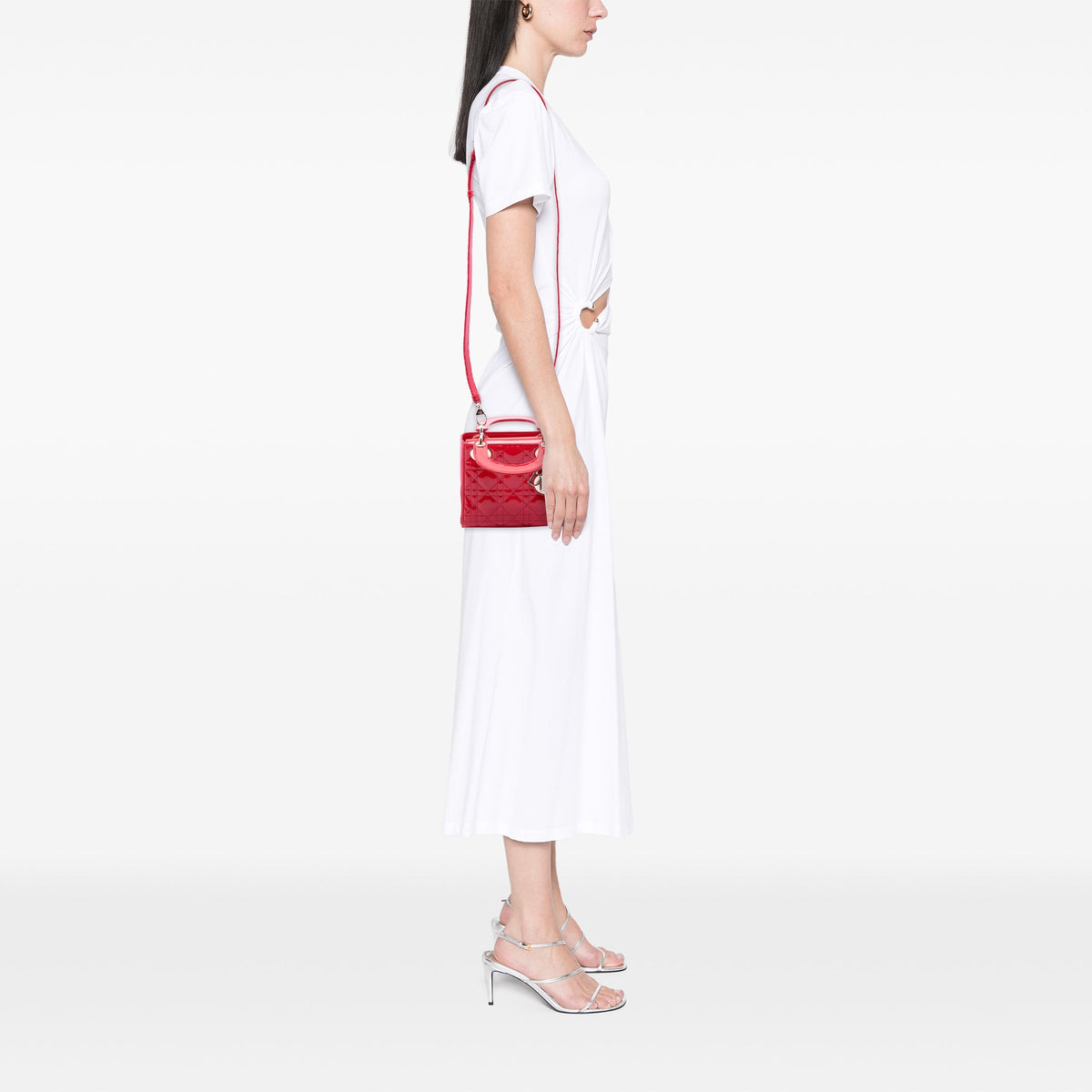 Dior Mini Patent Cannage Lady Dior — Red