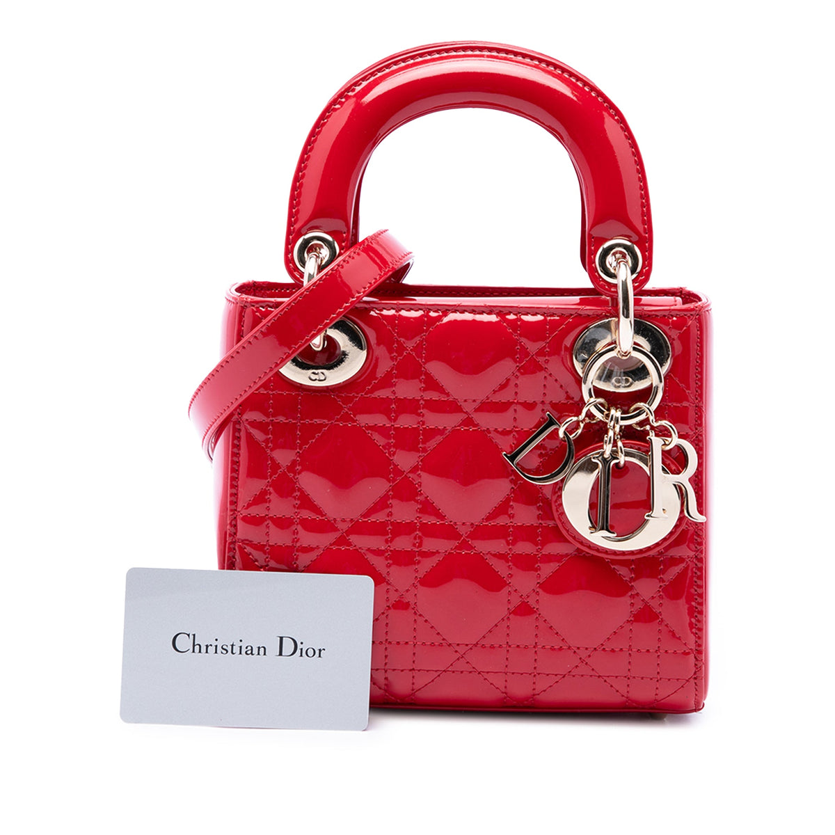 Dior Mini Patent Cannage Lady Dior — Red