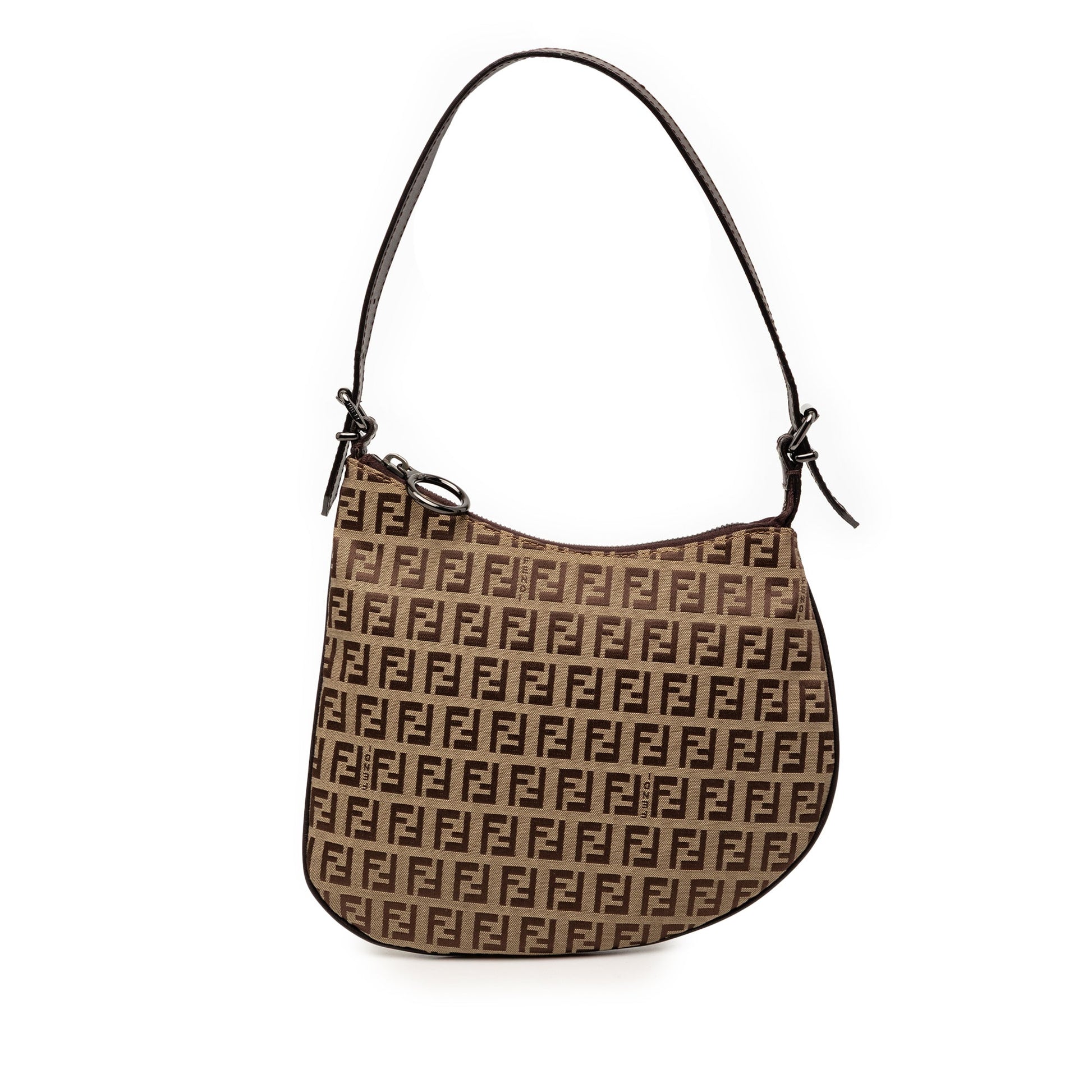 Fendi Zucchino Canvas Oyster Shoulder Bag