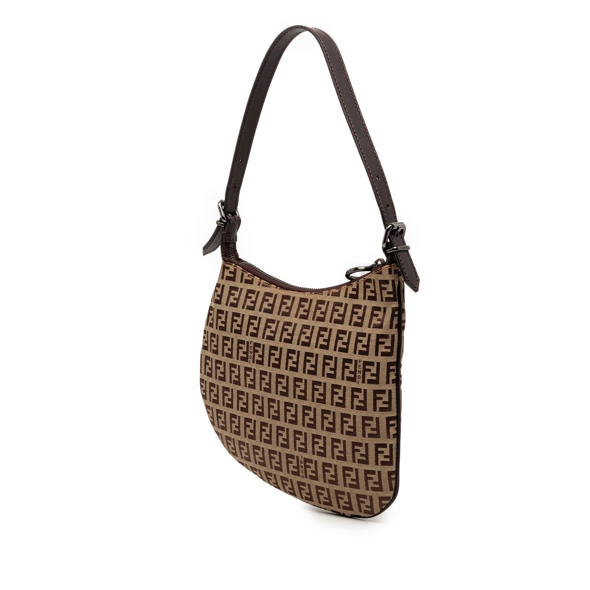 Fendi Zucchino Canvas Oyster Shoulder Bag