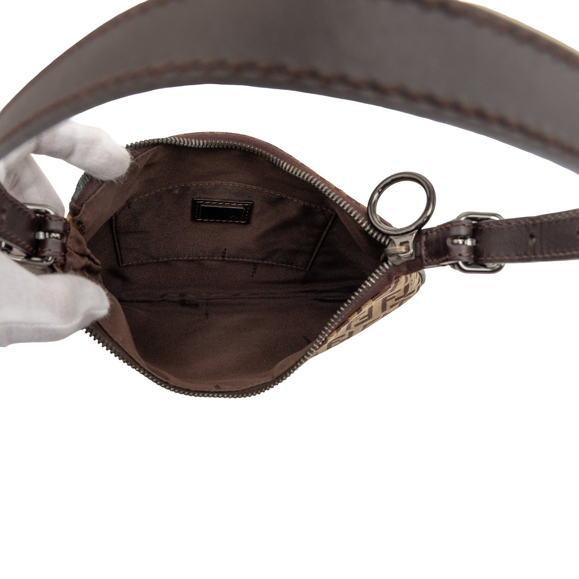 Fendi Zucchino Canvas Oyster Shoulder Bag