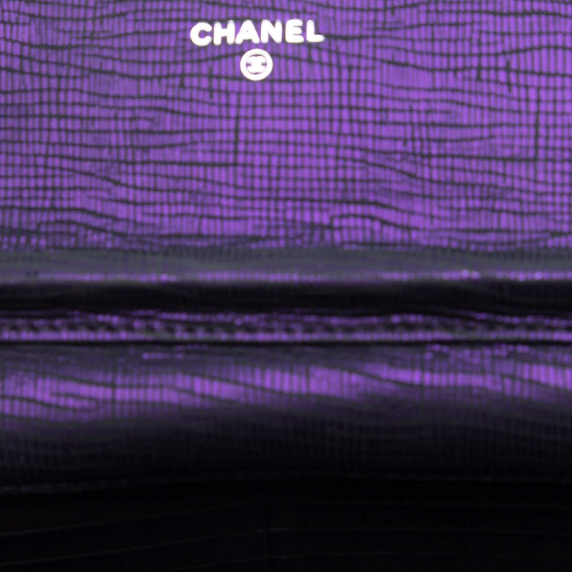 CC Metallic Crackling Lizard Printed Leather Wallet on Chain