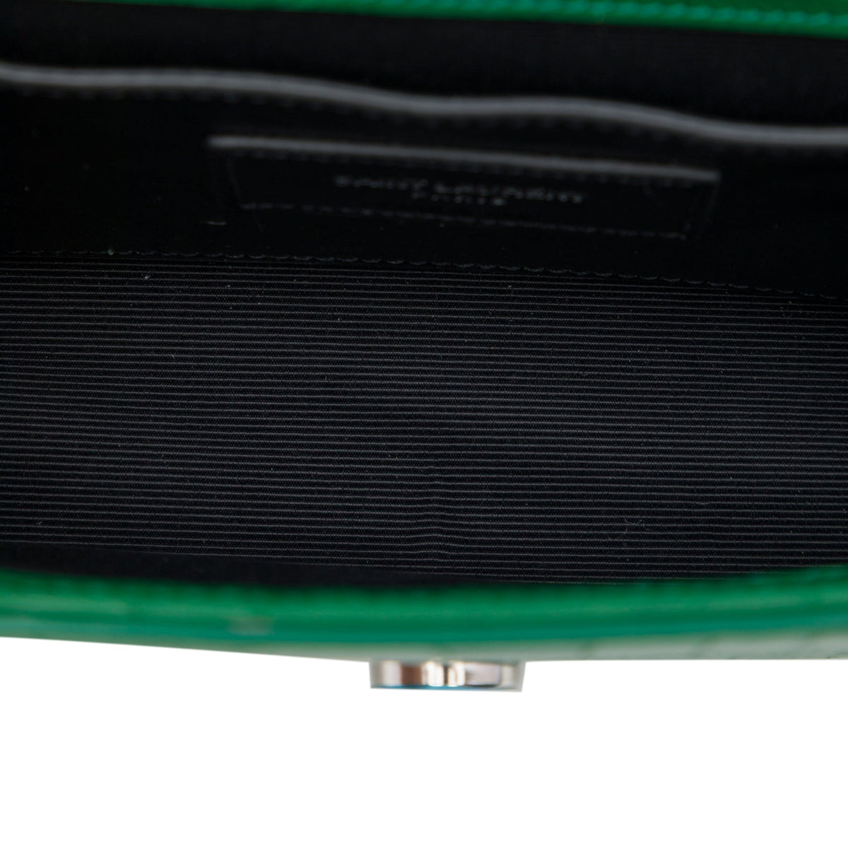 Saint Laurent Small Croc Embossed Leather Monogram Kate Tassel Crossbody — Green