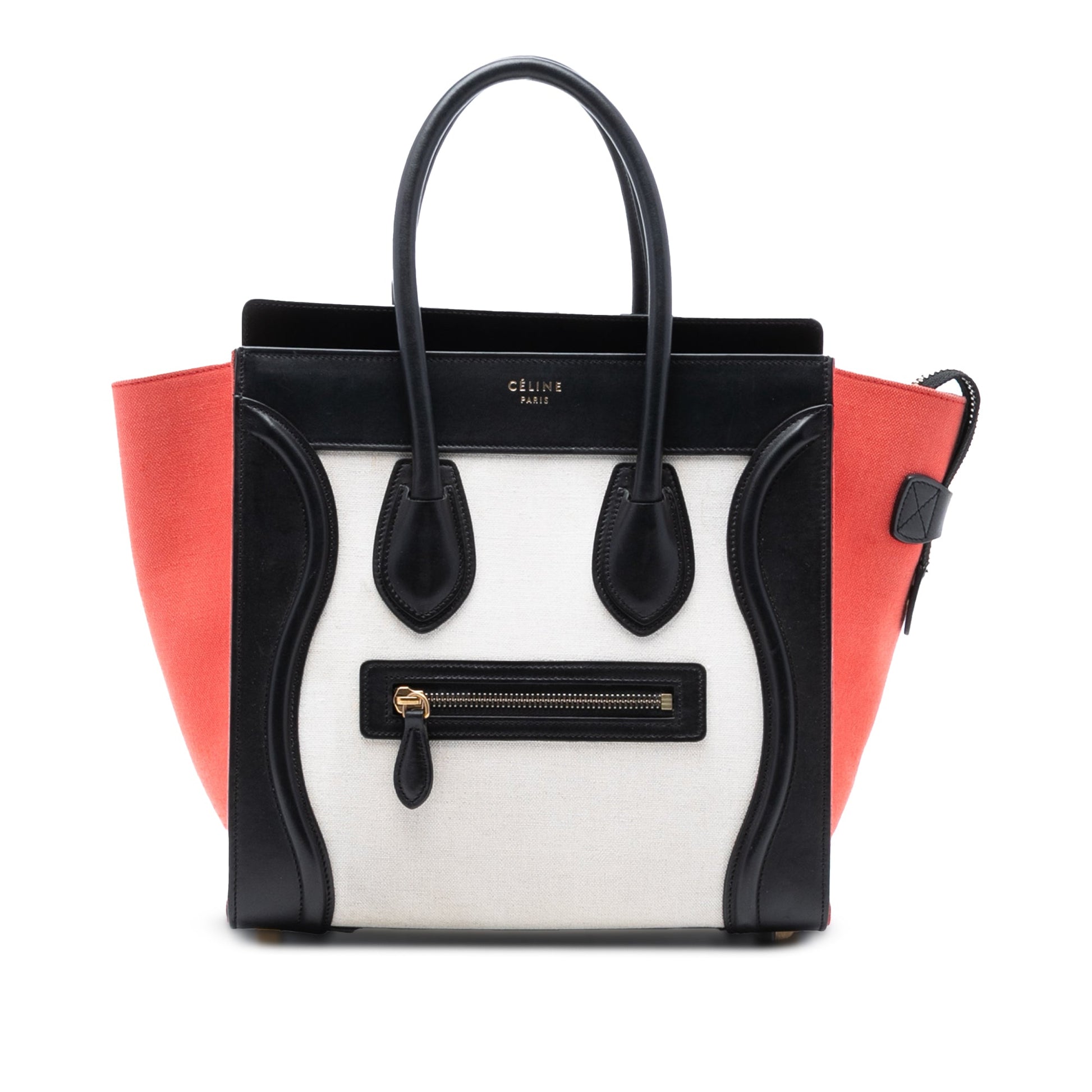 Celine Micro Tricolor Canvas and Leather Luggage Tote