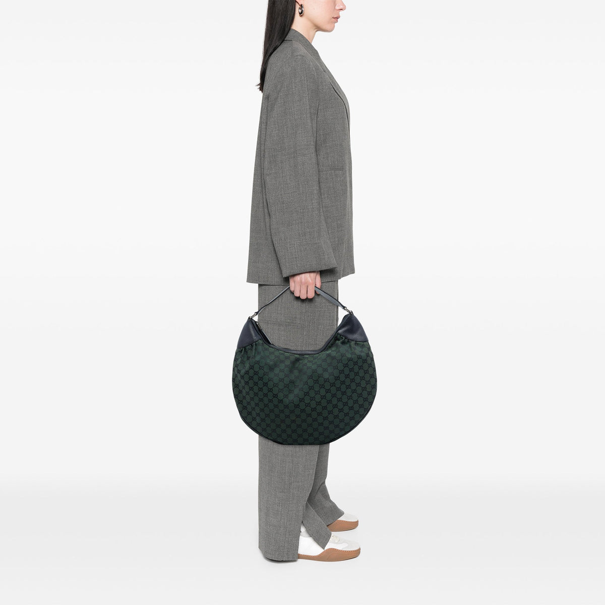 Gucci Large GG Canvas Half Moon Hobo