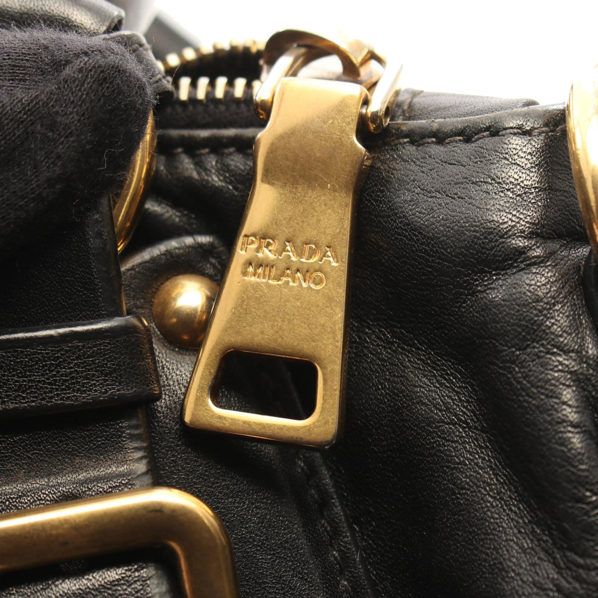 Prada Vitello Daino Satchel — Black