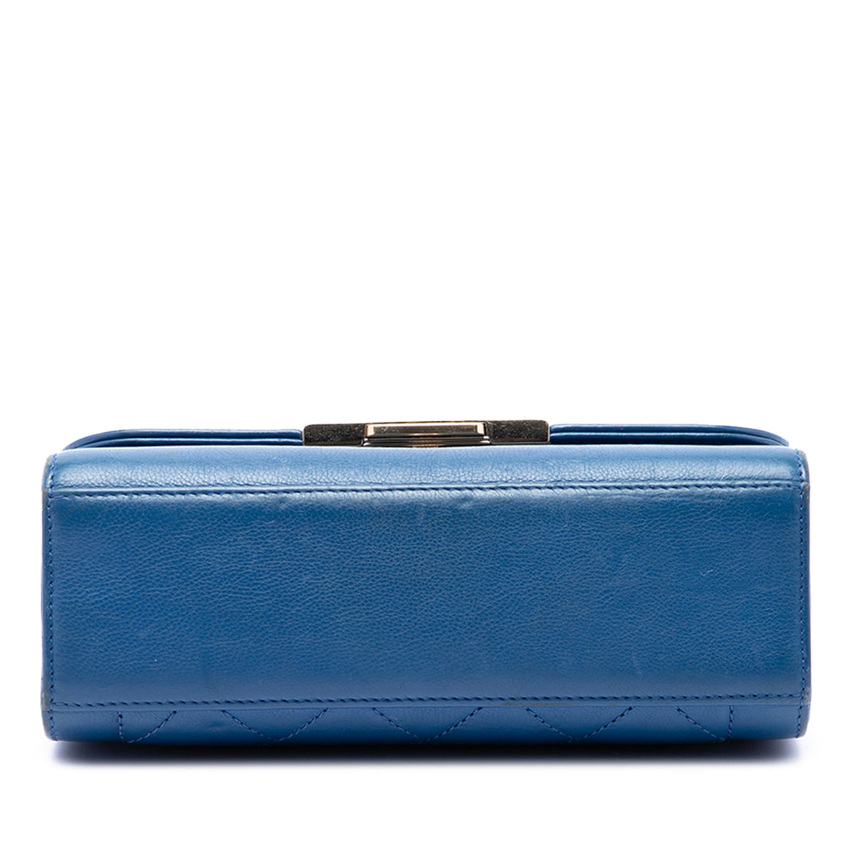 Chanel Small Quilted Grained Calfskin Label Click Flap — Blue