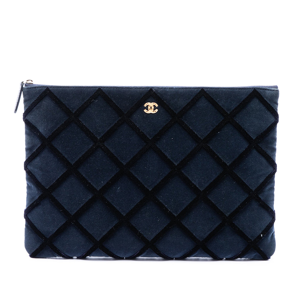 Chanel Large Quilted Velvet O Case Clutch