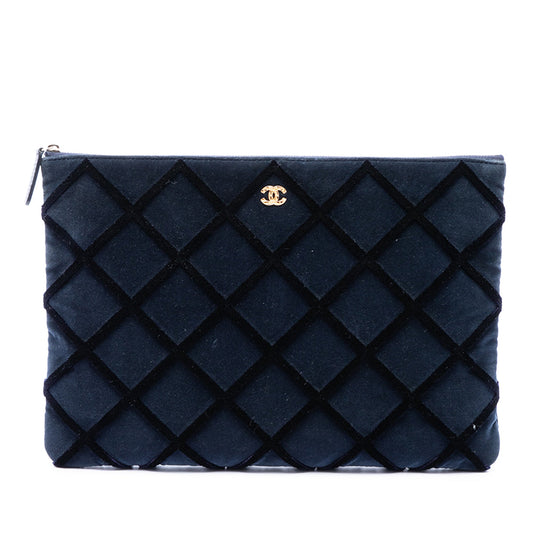 Chanel Large Quilted Velvet O Case Clutch
