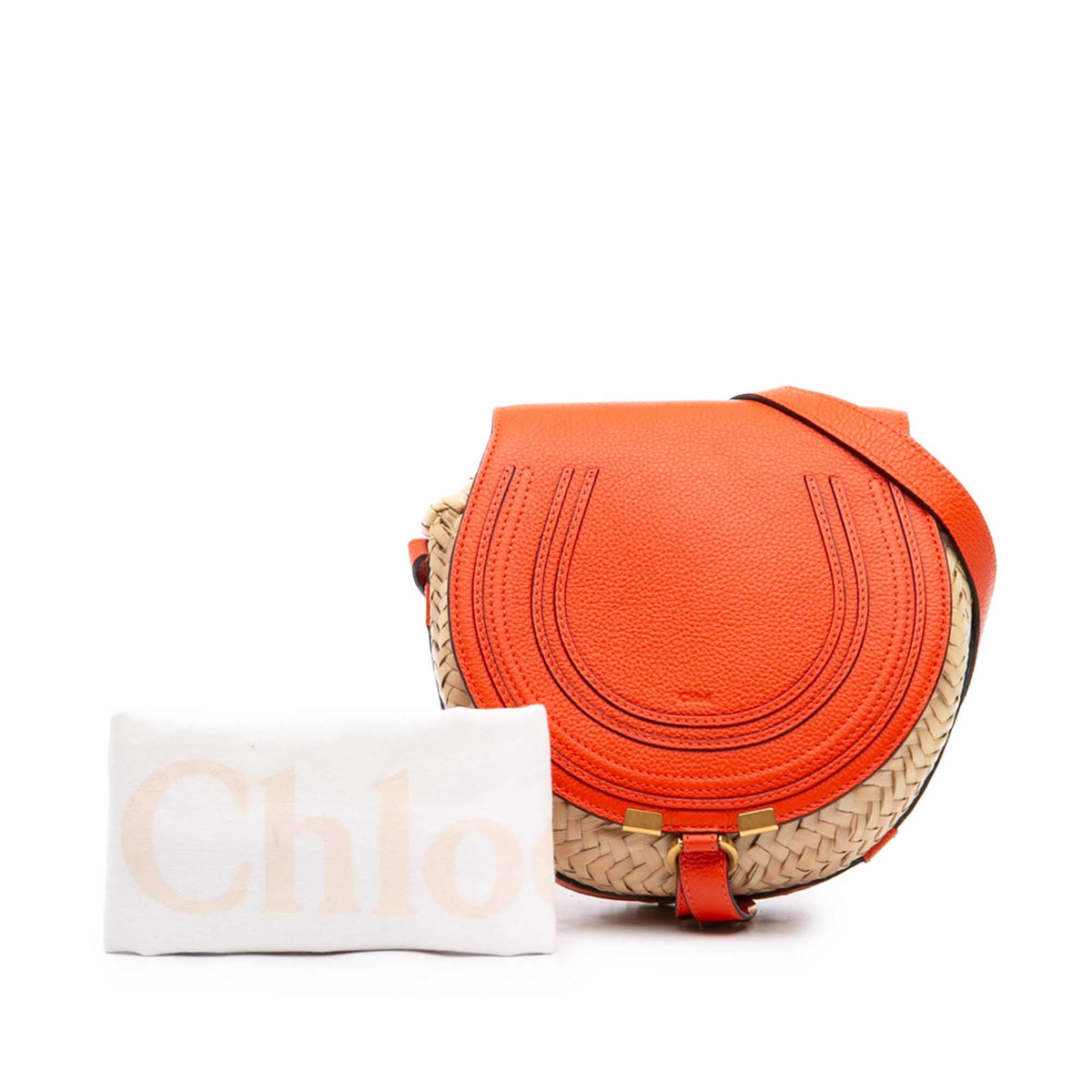 Chloé Small Raffia Marcie Saddle Crossbody