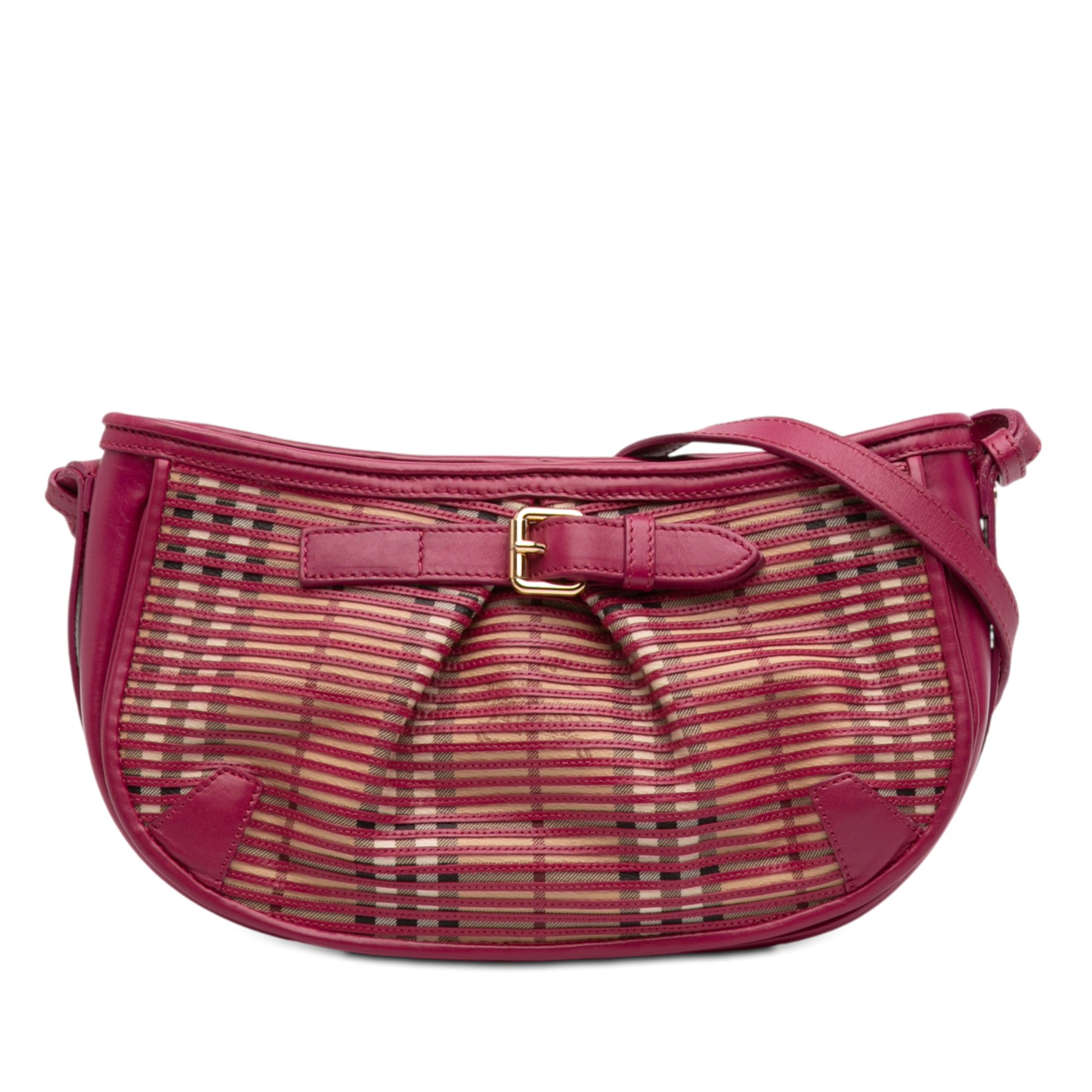 Burberry Haymarket Check Stripes Coated Canvas Crossbody