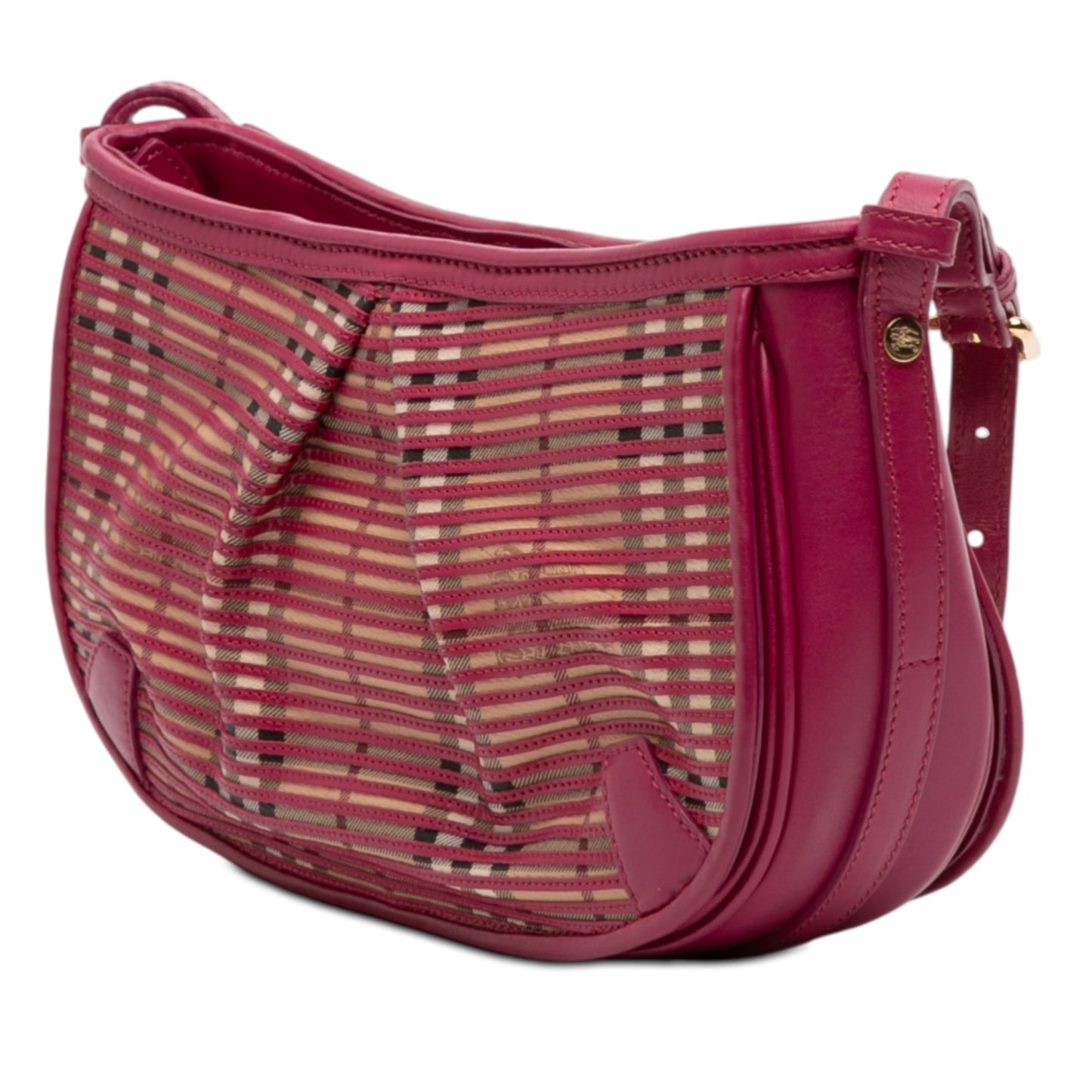 Burberry Haymarket Check Stripes Coated Canvas Crossbody