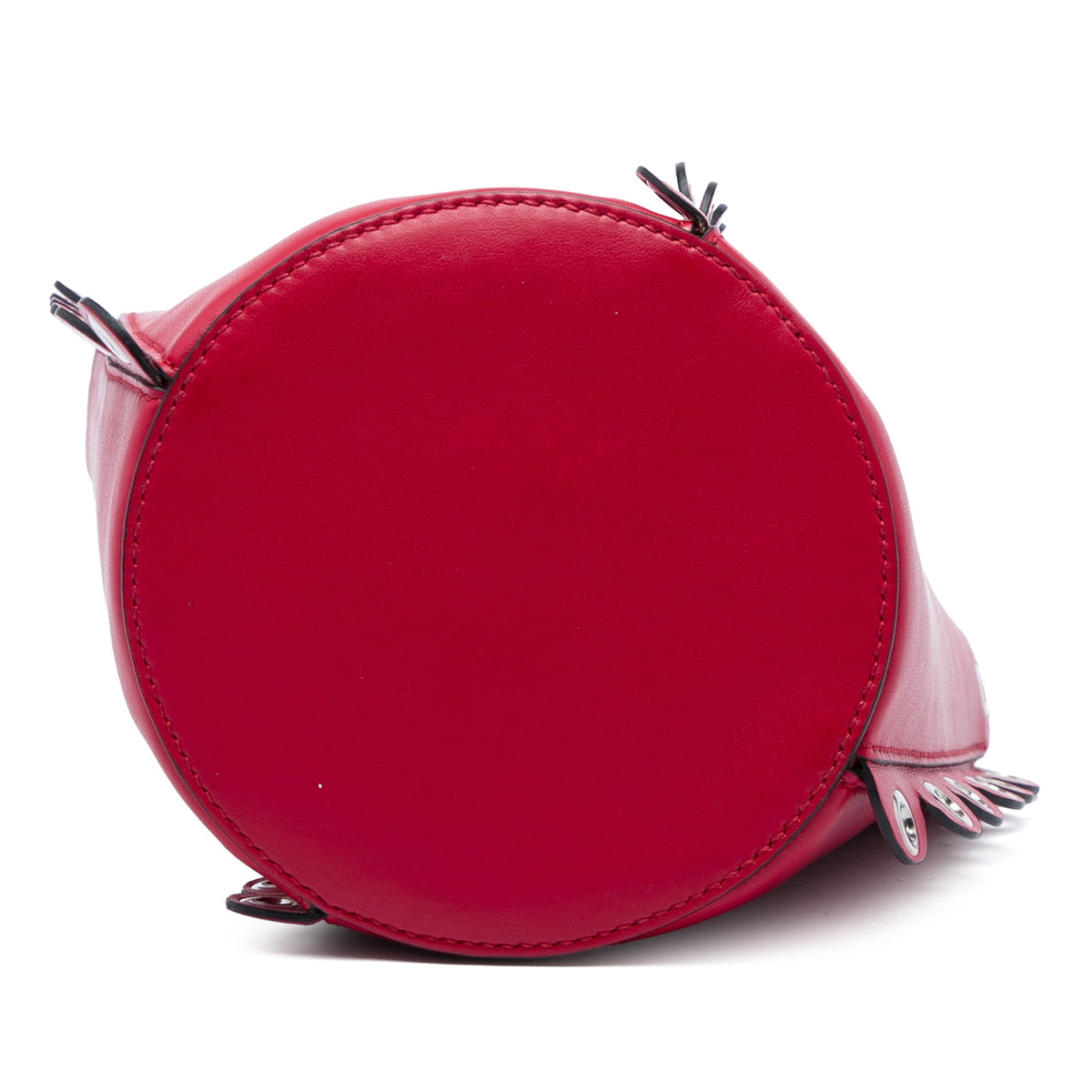 Miu Miu Calfskin Scalloped Grommet Bucket Bag — Red