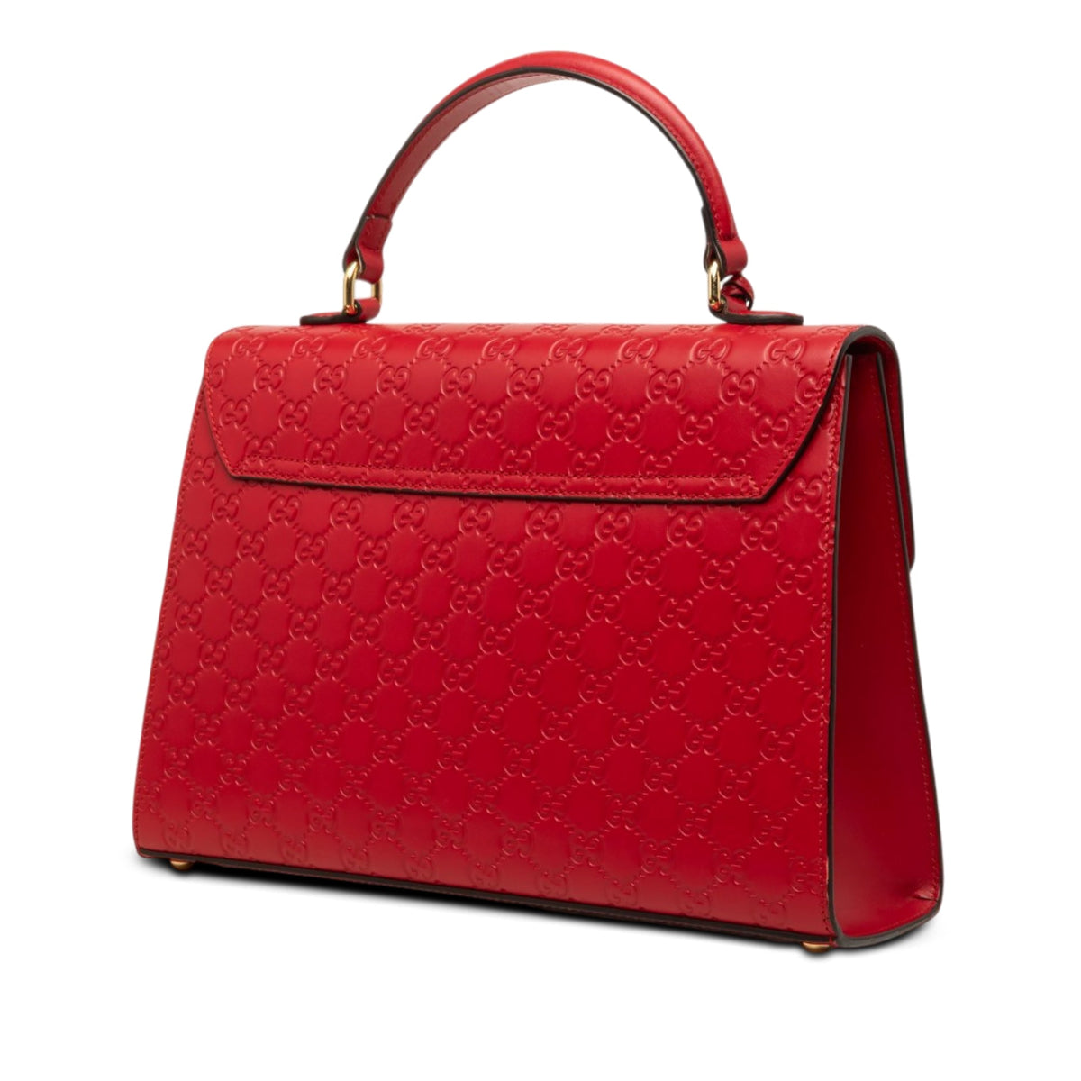 Gucci Guccissima Padlock Top Handle Bag — Red