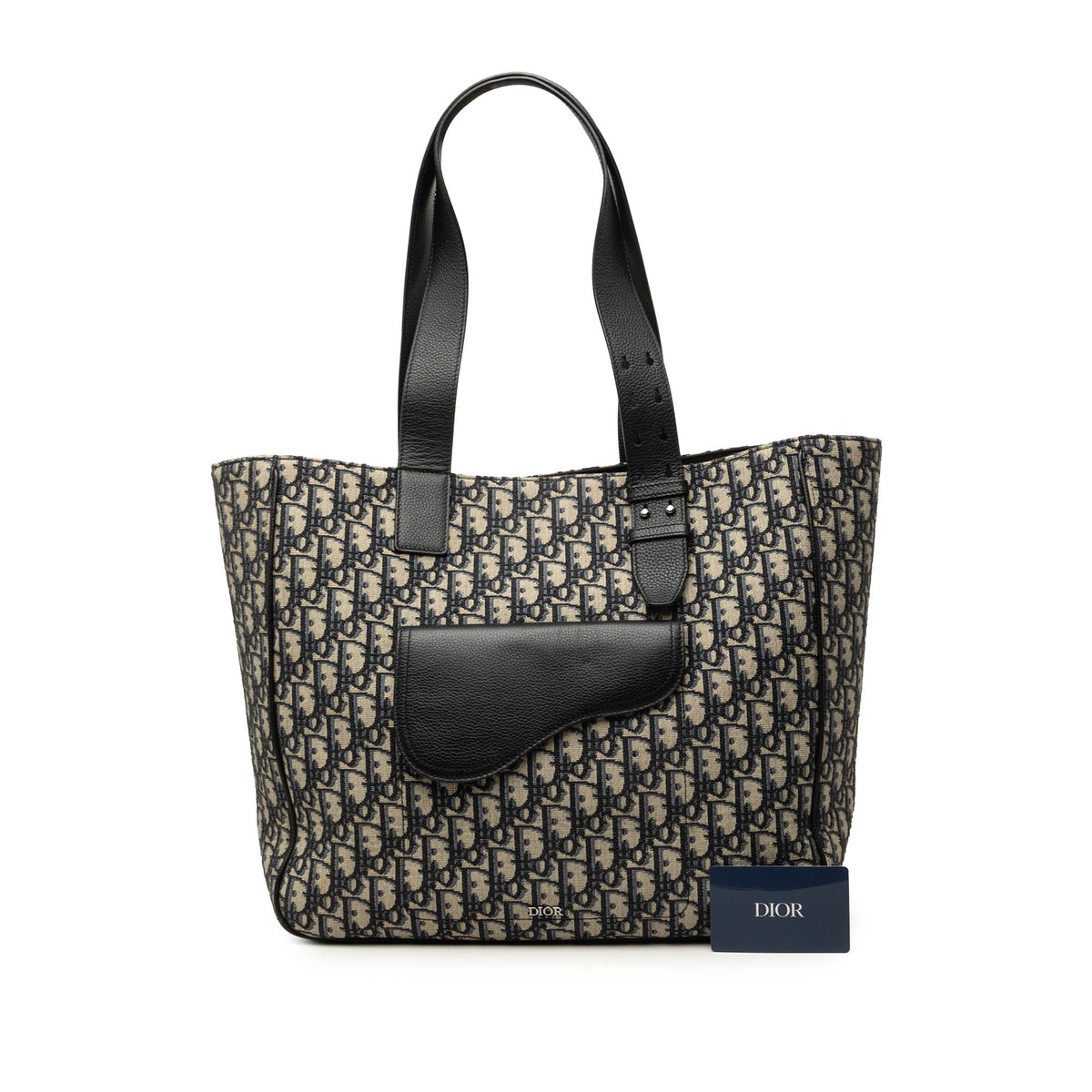 Dior Oblique Canvas Saddle Tote — Blue