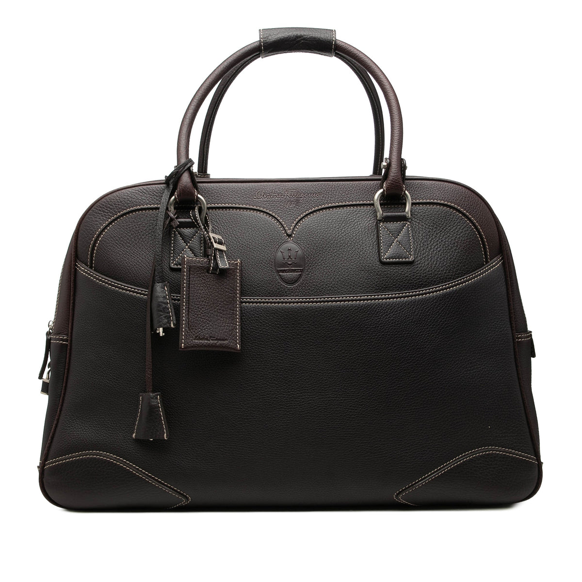 Ferragamo Maserati Calfskin Travel Bag — Brown