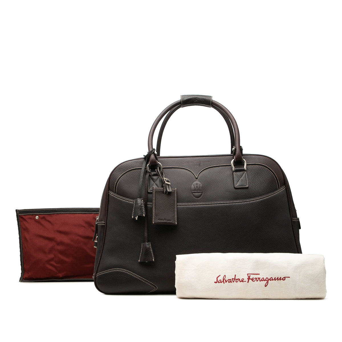Ferragamo Maserati Calfskin Travel Bag — Brown