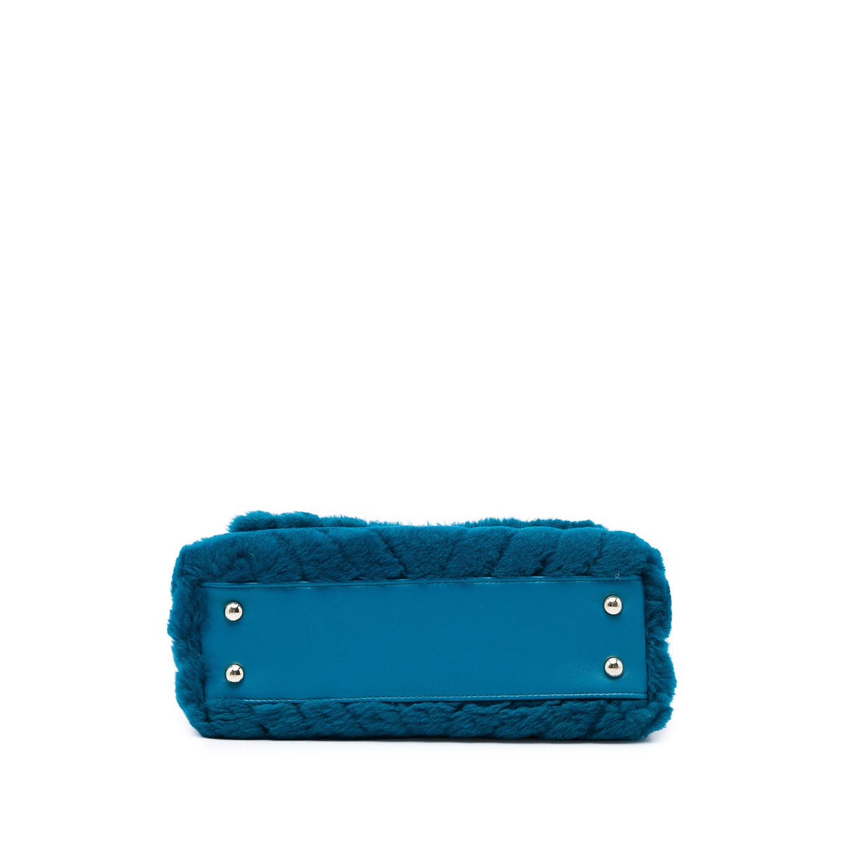 Chanel Mini Chevron Shearling Coco Top Handle Bag — Blue