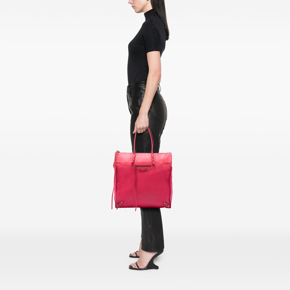 Balenciaga Leather Papier A5 Tote — Pink