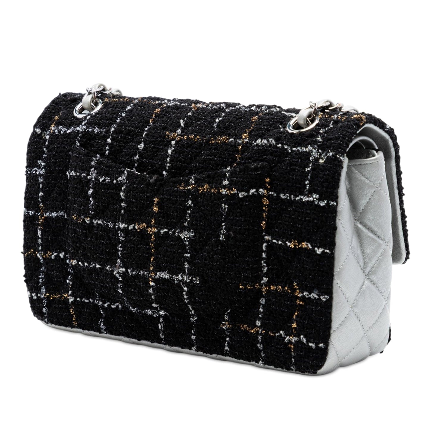 Chanel Medium Classic Quilted Tweed and Metallic Lambskin Double Flap