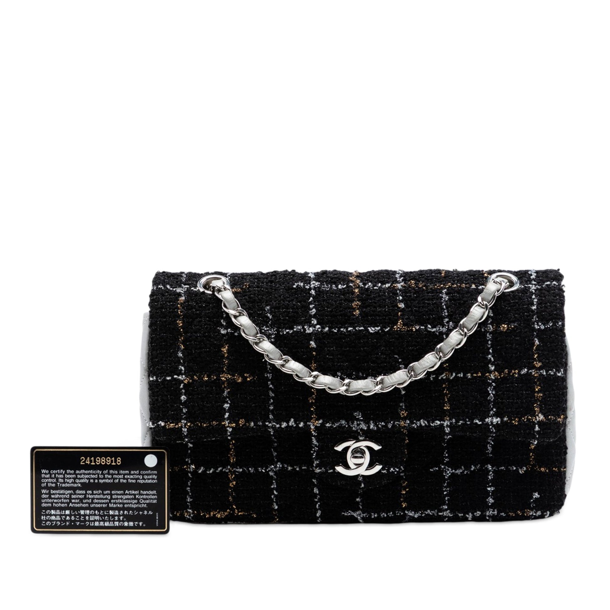 Chanel Medium Classic Quilted Tweed and Metallic Lambskin Double Flap