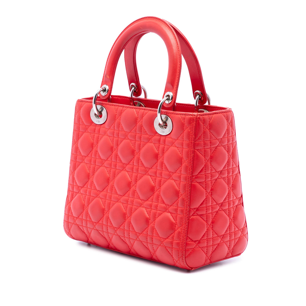 Dior Medium Lambskin Cannage Lady Dior — Red