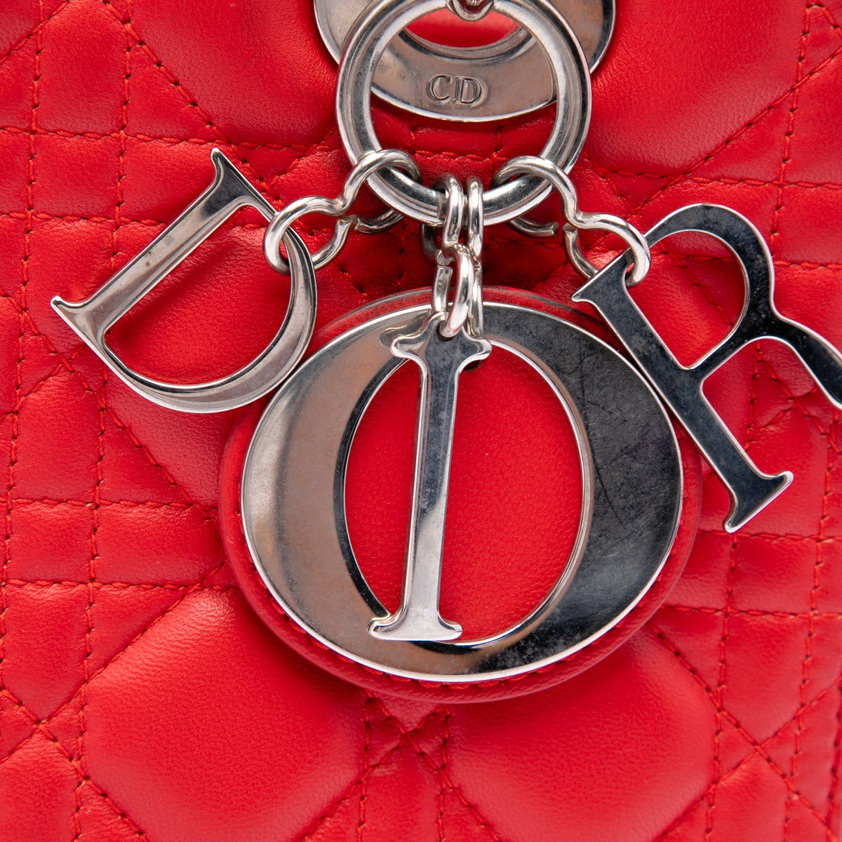 Dior Medium Lambskin Cannage Lady Dior — Red