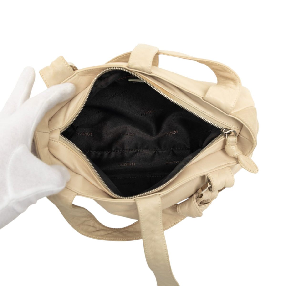 LOEWE Suede Trimmed Soft Nappa Handbag