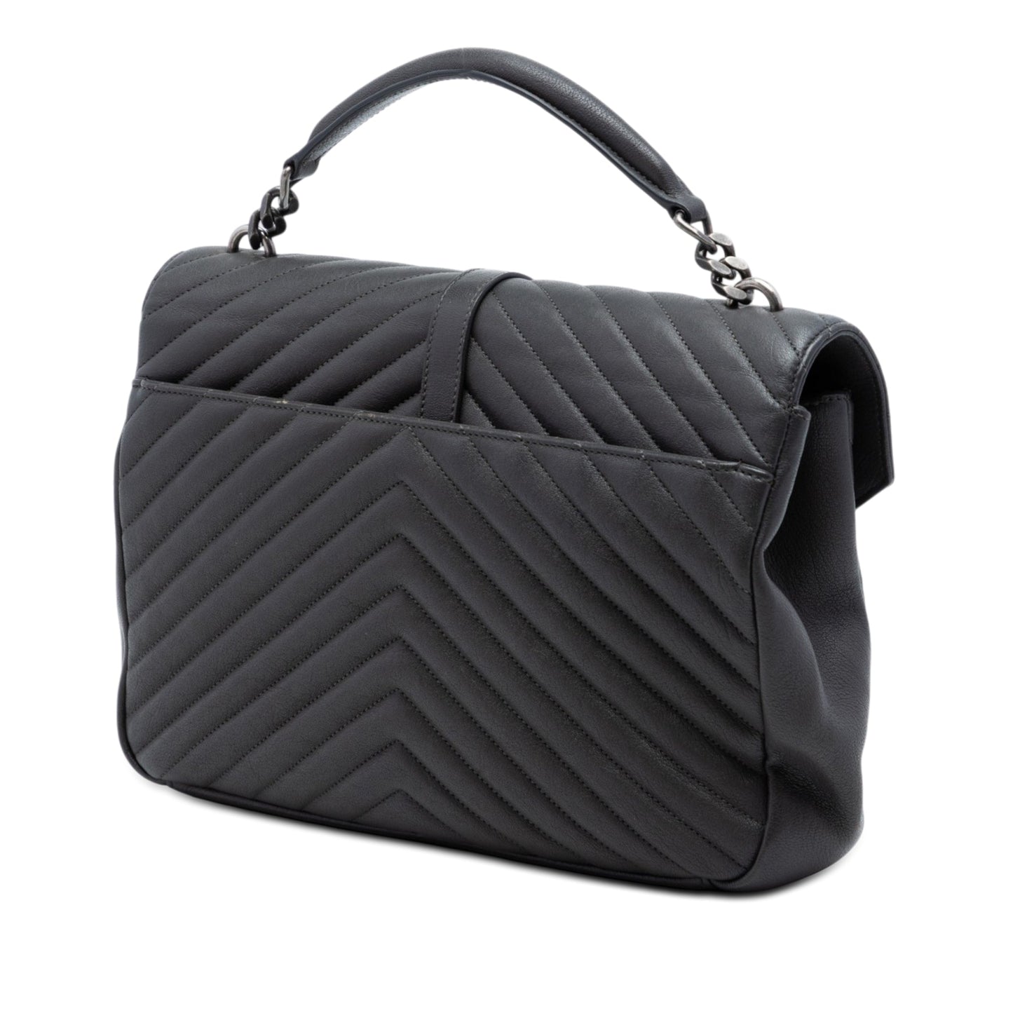 Saint Laurent Large Chevron Sheepskin Monogram College Satchel