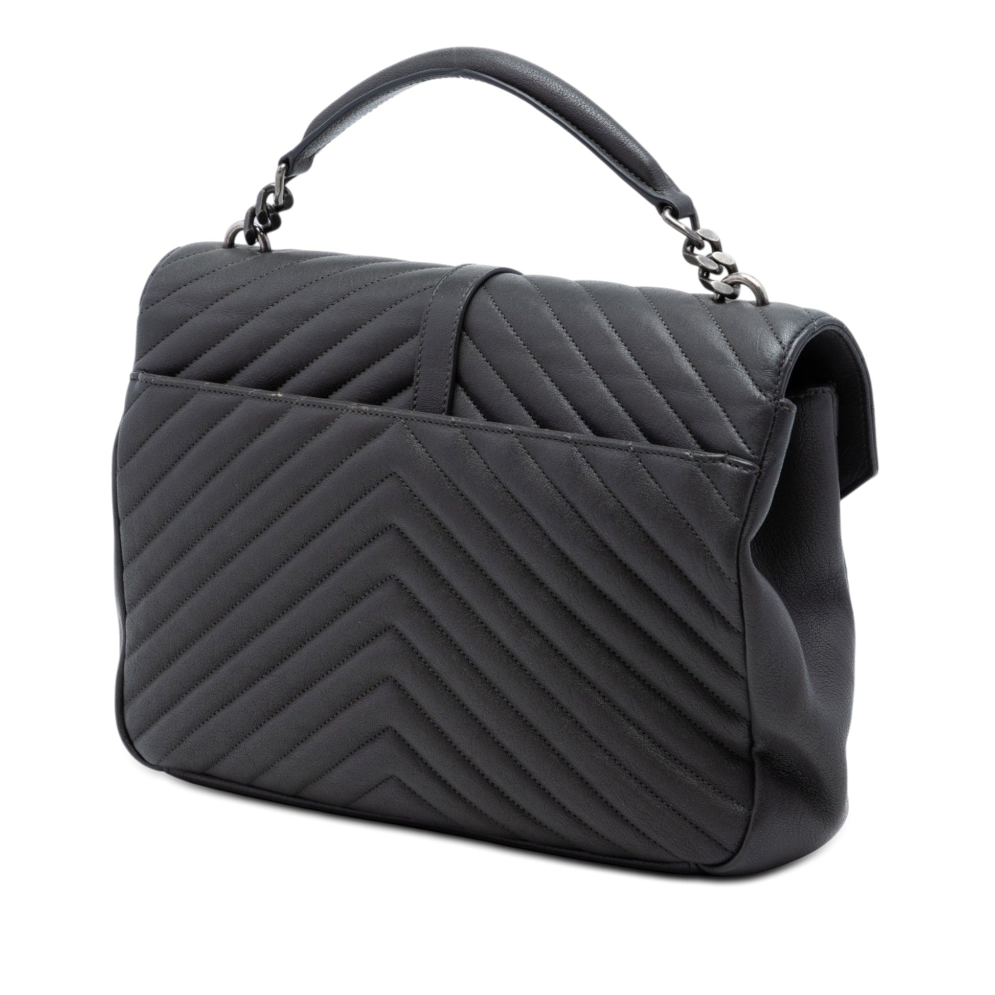 Saint Laurent Large Chevron Sheepskin Monogram College Satchel