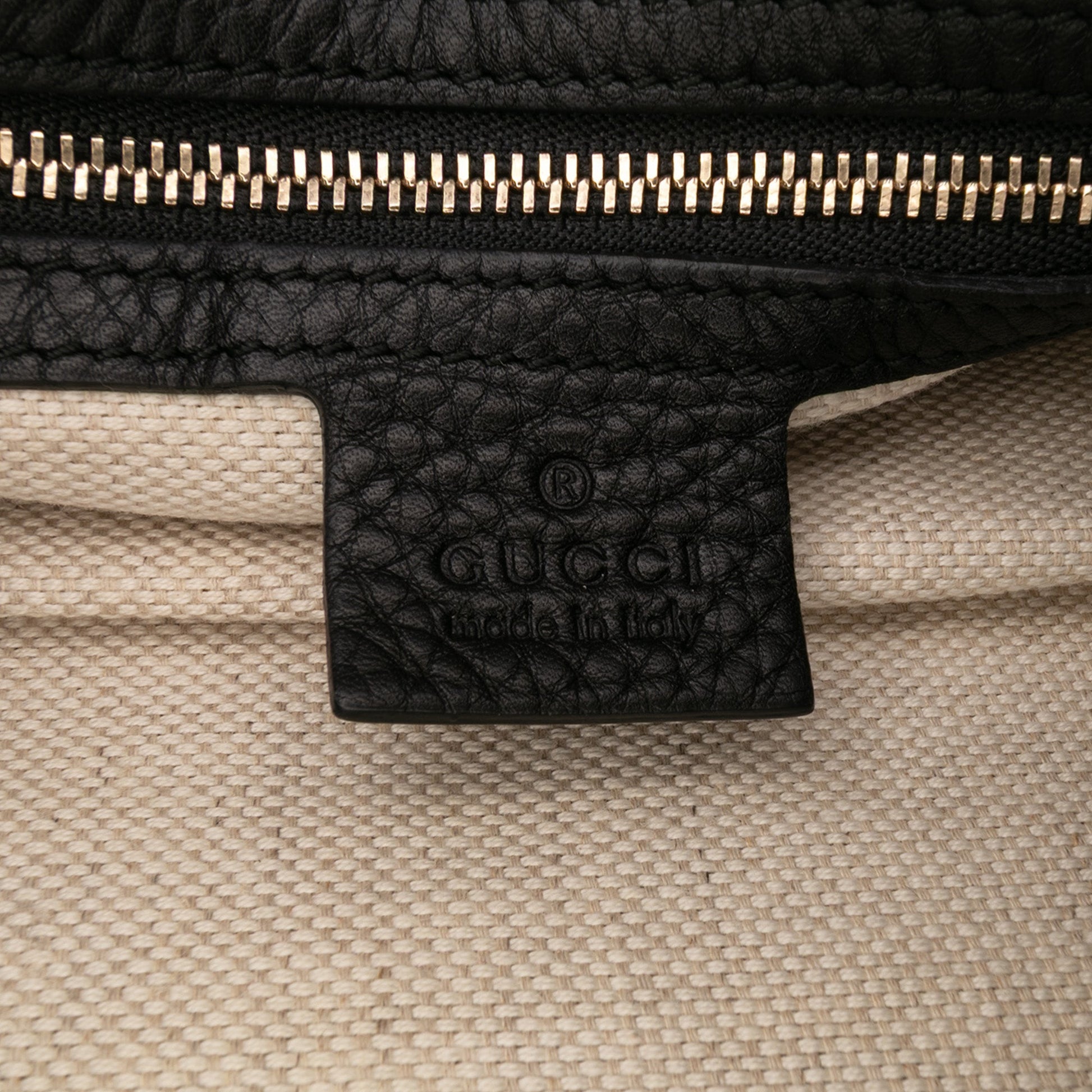 Gucci Medium Pebbled Calfskin Soho Boston Bag