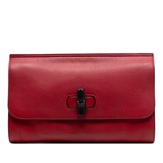 Gucci Leather Bamboo Daily Clutch