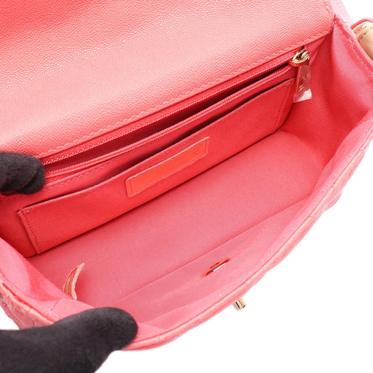 Chanel Quilted Caviar Buckle Strap Flap — Pink